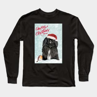 Blacl Pekingese Merry Christmas Santa Dog Long Sleeve T-Shirt